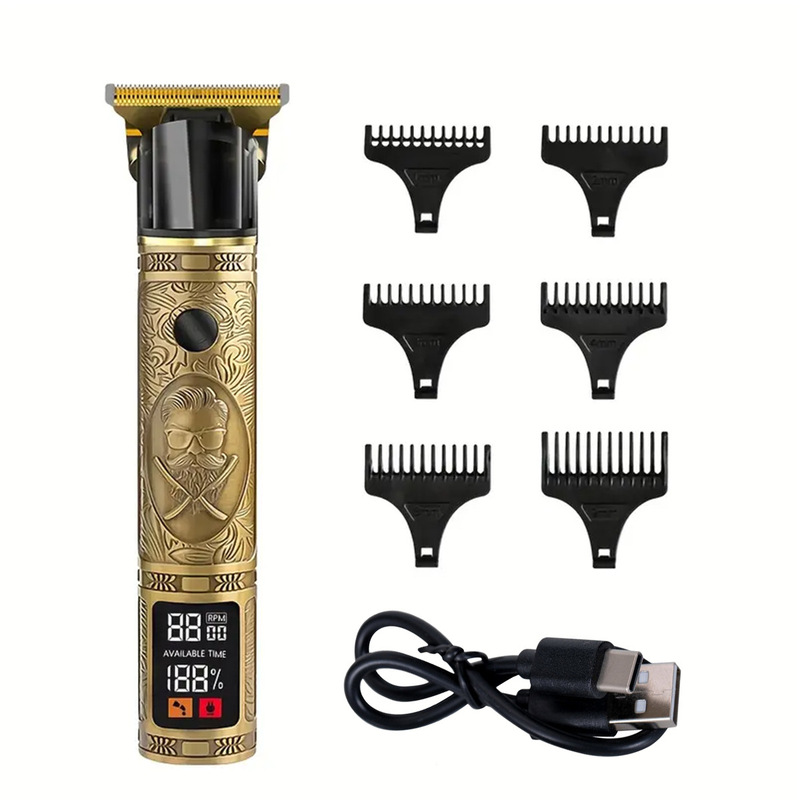 電気バリカン、ヘッドシェービングとヘアカット用の特別な電気バリカン、ハゲ頭彫刻、クロスボーダーT9デジタルディスプレイ充電|undefined