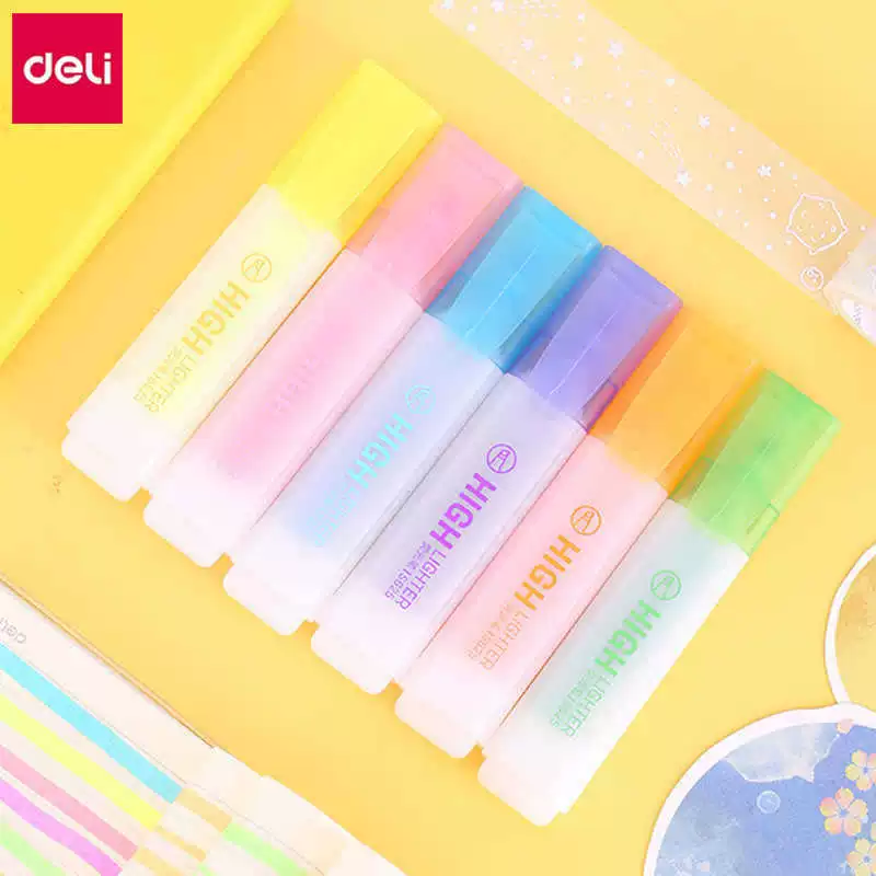 Набор маркеров Deli S628 (6 шт./упаковка) для студентов с высоким внешним видом, высоким качеством, равномерным расходом чернил и ручками большой емкости.