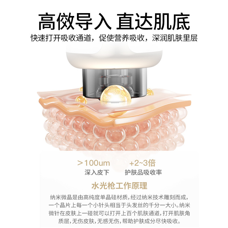 家庭用顔面微結晶ナノ導入器冷凍乾燥粉エッセンスナノマイクロニードル美容機器レッドブルーレイ水光銃|undefined