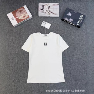 25 Summer New Simple Pure Color Versatile Round Neck Embroidered Logo Short-Sleeved T-Shirt