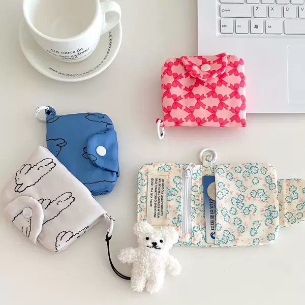 South Korea Ins Bow Coin Purse Cute Girl's Heart Portable Multi-Functional Storage Card Bag Small Bag Pendant