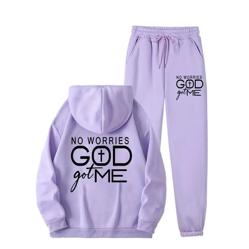 Minimalist God's Blessing Hooded Sweatshirt 3D Digital Printing Long-Sleeve Sweatpants Set Direct Factory Sale
