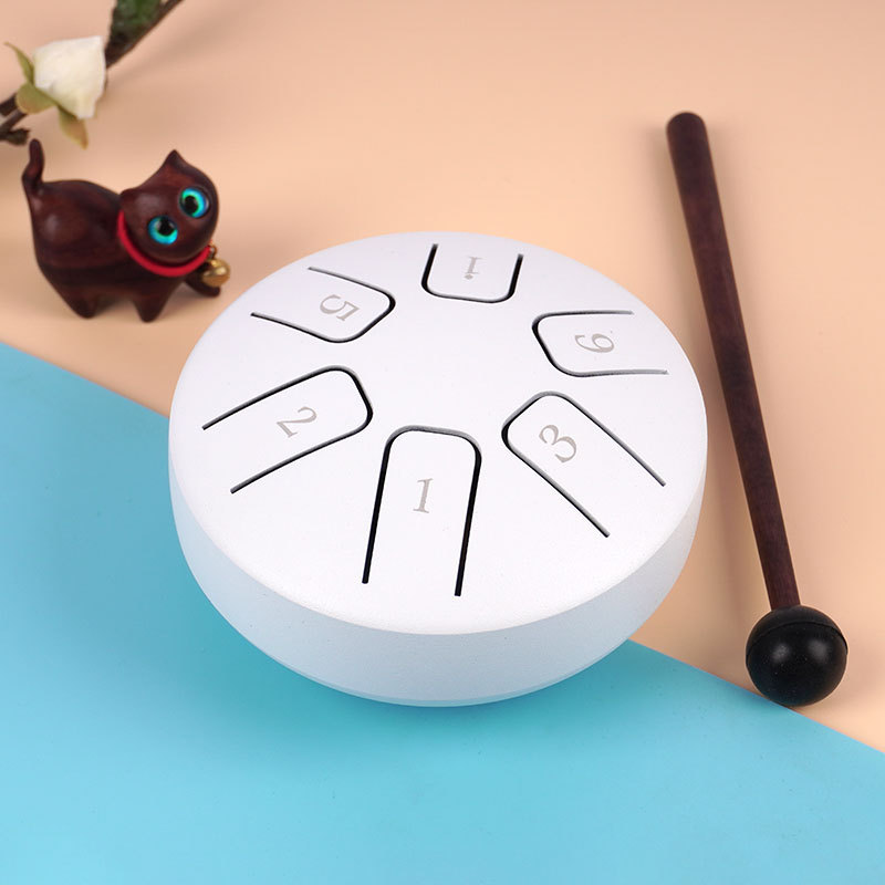 Mini tambor hueco 3,8 pulgadas tambor de lengua de acero de 6 tonos juguetes educativos fuente de instrumentos de percusión para niños fábrica transfronteriza exclusiva