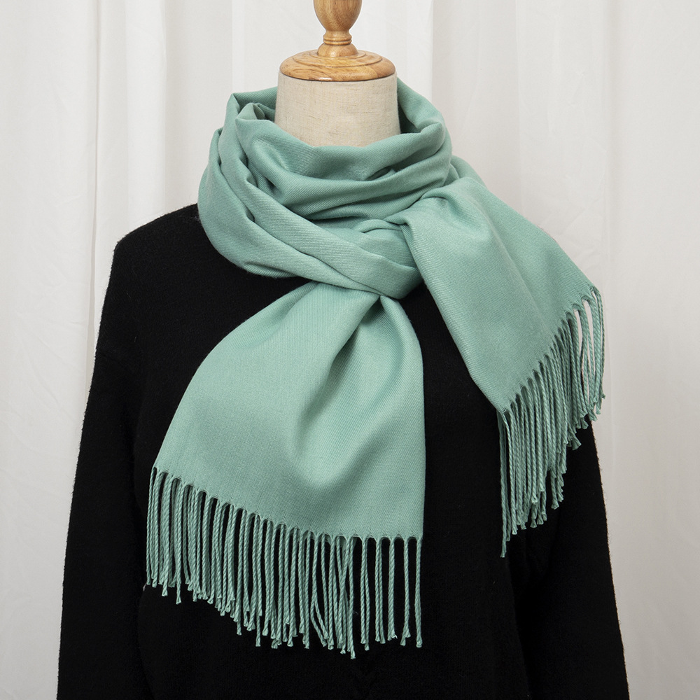 Women's Simple Style Solid Color Imitation Cashmere Tassel Scarf display picture 3