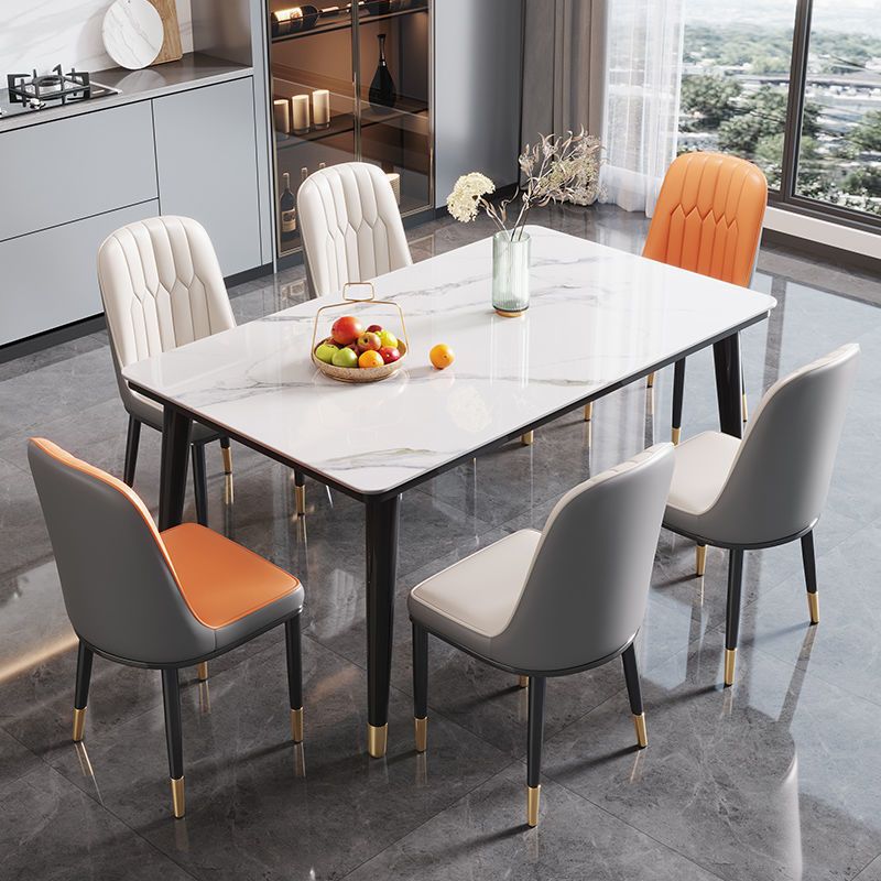 Nuevo estilo de red roja tabla de roca mesa de comedor combinación de silla de comedor hogar pequeño apartamento rectangular mesa silla mesa de comedor hogar al por mayor