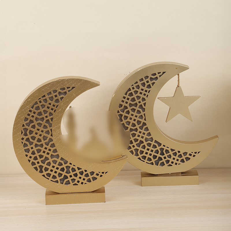 Candeeiro decorativo em madeira lua e estrela para presentes_voghion.com