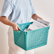 亚马逊双提手收纳筐桌面收纳家居儿童玩具镂空收纳框储物手提式