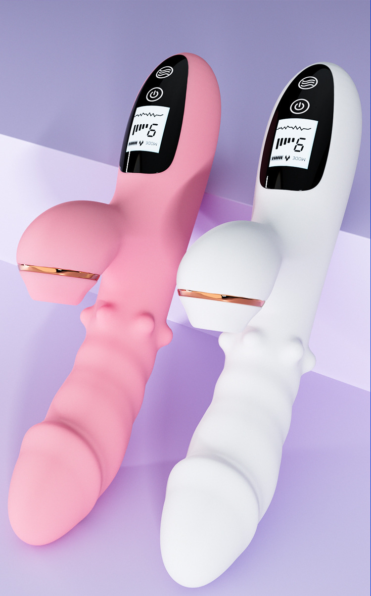 Jiuai Rechargeable Vibrator with Rotating Beads and Telescopic Action, White or Flesh Tone — detail image 32