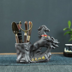 Tea Ceremony Accessories Ebony Wood Six Gentlemen Set Kung Fu Tea Set Creative Purple Clay Inkstone Pen Holder Tea Tools Tea Needle Spatula