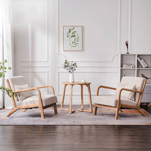 外贸订制北欧实木休闲沙发客厅公寓单人沙发椅子休闲阳台布艺沙发