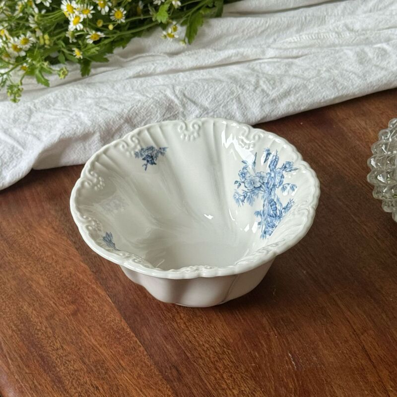 法式蓝色凌霄花浮雕陶瓷餐具盘子陶瓷碗咖啡杯碟下午茶餐盘高脚盘|undefined