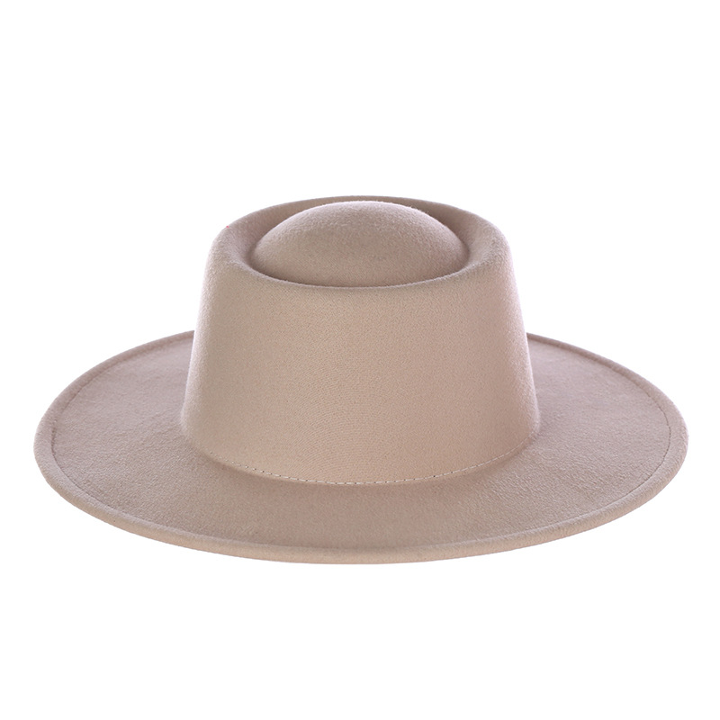 Vintage Contrast Color Woolen Top Hat Solid Color Dome Felt Top Hat Wholesale display picture 2