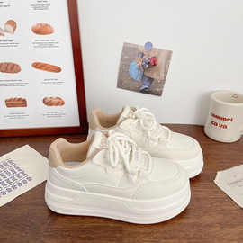 厚底小白鞋女款2025新款小众休闲面包鞋百搭时尚学生板鞋直发工厂