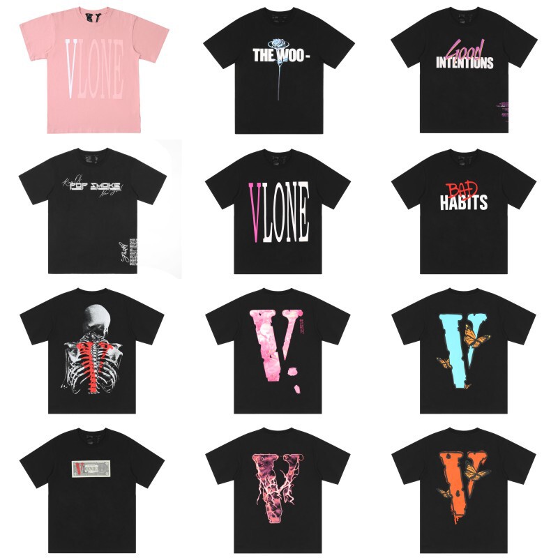 American Style Trendy Brand VLONE JERRY Big V Short Sleeve fog High Street Hip Hop Half Sleeve Couple Ins Summer High Street T-Shirt