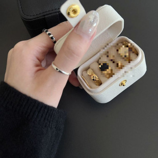 ❈ New Leather Mini Fashion Ear Clip Storage Ear Stud Ear Bone Nail Ring Box Storage Jewelry Box Portable Travel X