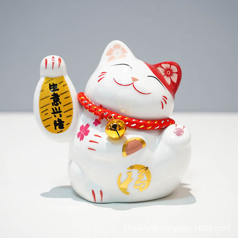 Fortuna gato miles de dos adornos pequeño tamaño lindo cerámica decoración del hogar creativo empresa actividad pequeño regalo logo