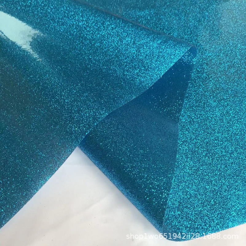 承接PVC超透金葱膜 闪粉PVC牛皮纸背胶 超透印花金葱粉文件夹材料