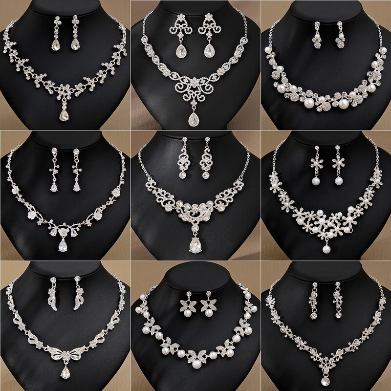 Exquisite Super Flash Crystal Necklace Earrings Set Bridal Jewelry Wedding Dress Accessories Dinner Party Earrings Exquisite Super Flash Crystal Necklace Earrings Set Bridal Jewelry Wedding Dress Accessories Dinner Party Earrings