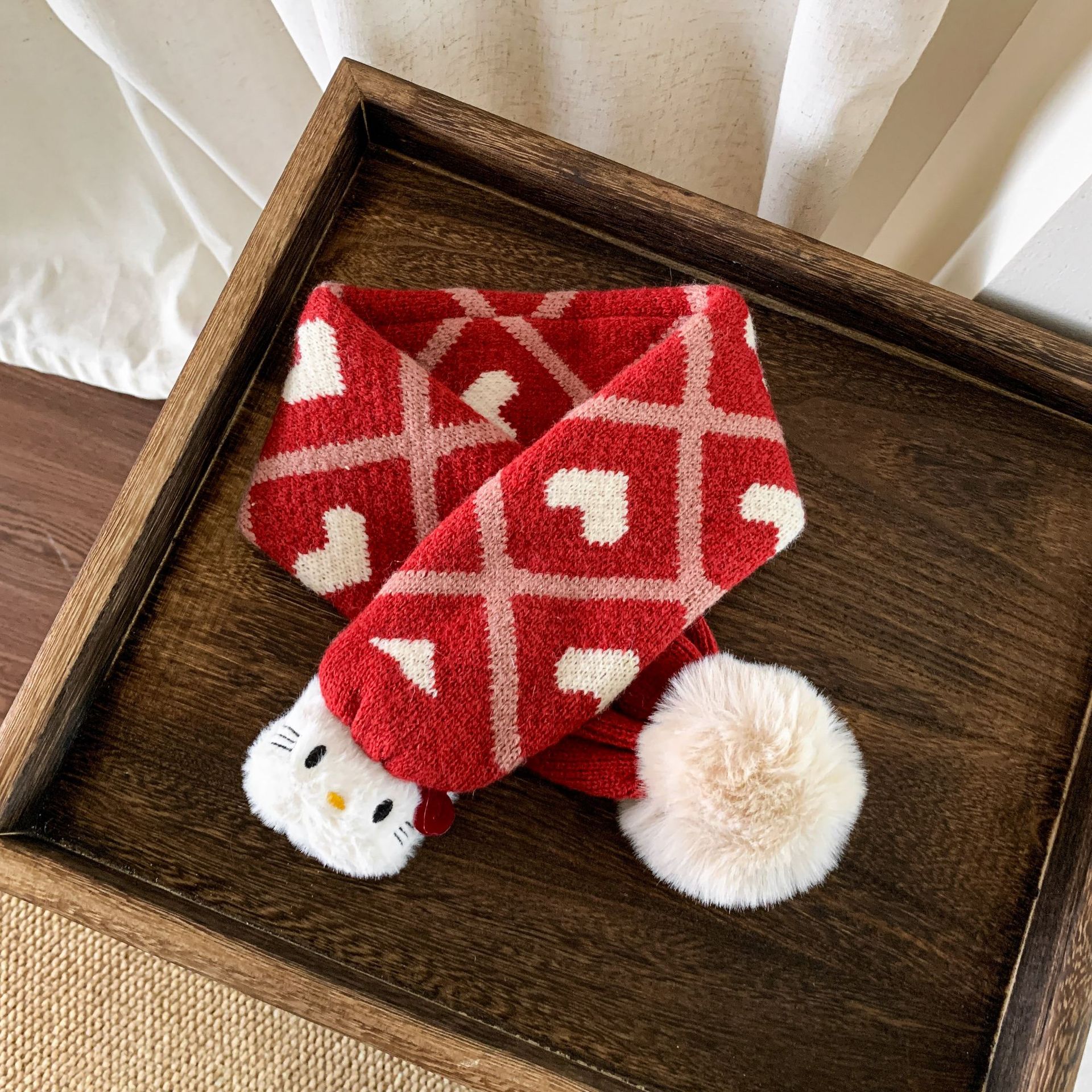 Sugar Pear ropa infantil bufandas rojas de punto para niños otoño invierno caliente niña encantadora Navidad de Año Nuevo buñuelo
