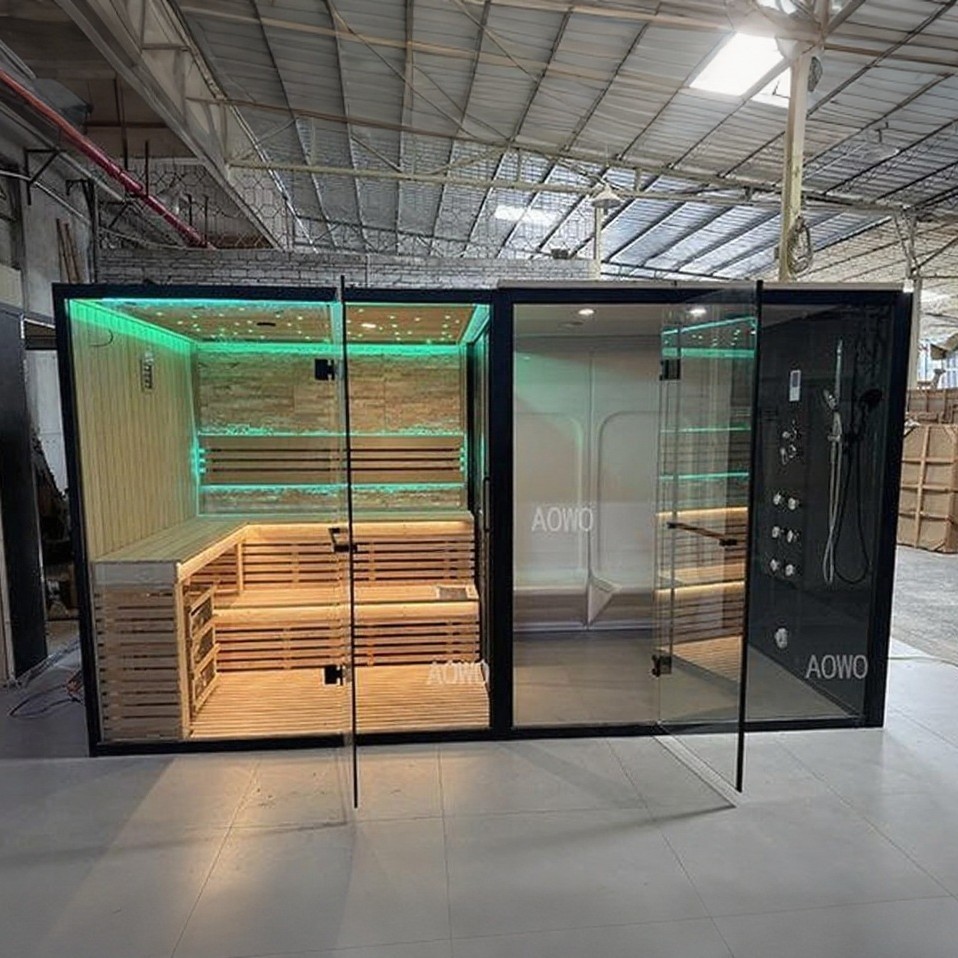 Fabricantes de suministro de casa club de la familia toda la sala de ducha de vapor seco sala de vapor húmedo separación de secos y húmedo una ducha de vapor