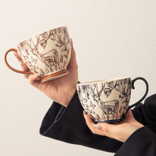 北欧ins高颜值马克杯家用大容量水杯陶瓷情侣牛奶杯燕麦早餐杯子