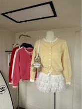 经典刺绣马深圳南油新款简约圆领假两件撞色拼接舒适针织开衫女