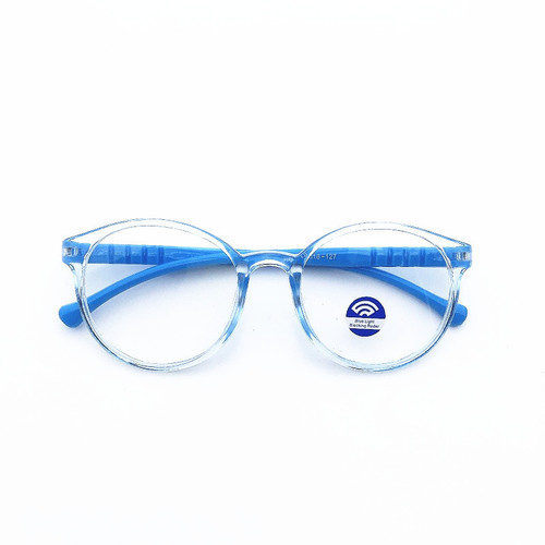 1013 new anti-blue light glasses round cute fashionable jelly color children's boys and girls flat mirror goggles