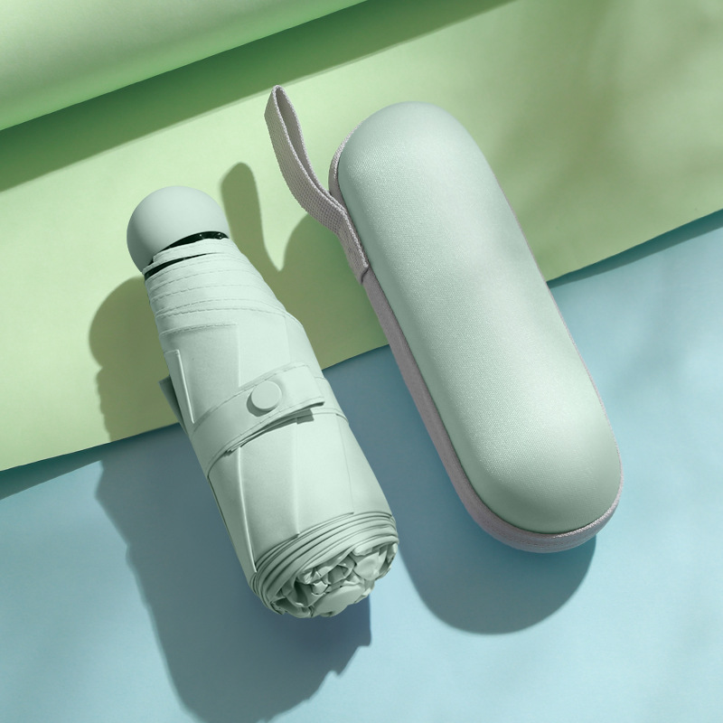 Paraguas de sol paraguas cinco veces protección solar de ocho huesos protección solar protección UV protección ultraligera pequeña cápsula plegable soleada y lluviosa paraguas publicidad paraguas