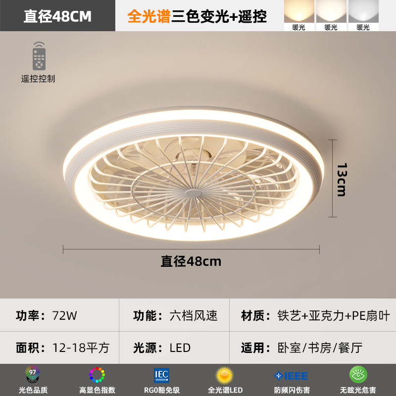 Luz de dormitorio personalidad creativa redonda puede soplar la lámpara de ventilador directo minimalista para proteger los ojos 2025 nueva lámpara de ventilador de habitación