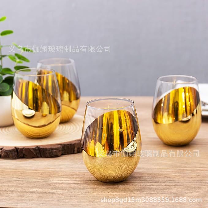 高颜值金边蛋形玻璃杯红酒杯威士忌酒杯透明水杯早餐杯厂家批发|undefined