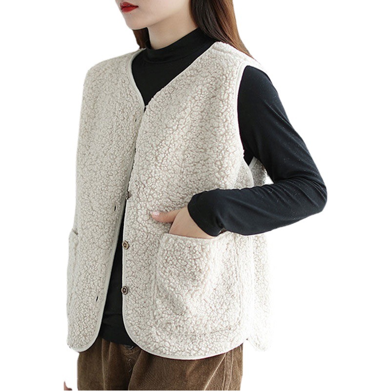 Invierno de las mujeres de la Cachemira de lana forrada engrosada chaleco interior abajo de algodón ceñido chaleco cálido forro Chanel estilo abrigo