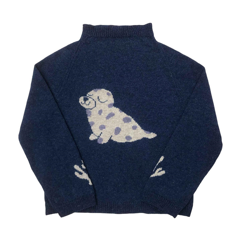 Amazon 2025 American Retro Niche Angry Puffer Fish Knitwear Jacquard Contrast Knitwear Loose Autumn and Winter Wholesale