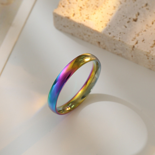 4MM Stainless Steel Ring Korean Style Fashion Plain Band Ring Non-Fading Titanium Steel Accessory Unique Design Finger Ring for Women