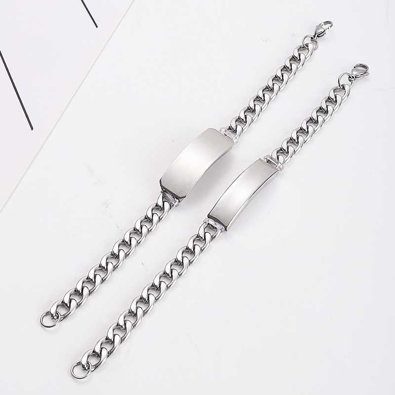 Factory Direct supply stainless steel men's bracelet simple glossy curved brand lettering Hip Hop couple Cuban bracelet wholesale