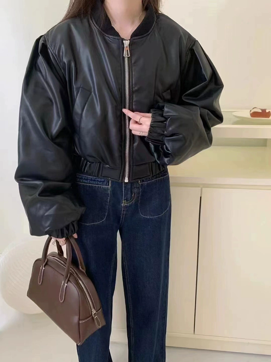 Polyurethane winter down jacket, fashionable baseball small cardigan