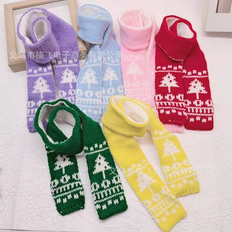 55cm Autumn and Winter Mini Knitted Scarf Christmas Doll DIY Decorative Scarf Cute Little Scarf for Dolls and Plush Toys