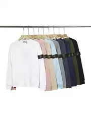Cross-border 25S Correct Version Stone Island Embroidered Compass Shoulder Badge Pure Cotton Crewneck Sweatshirt Unisex Long Sleeve Top