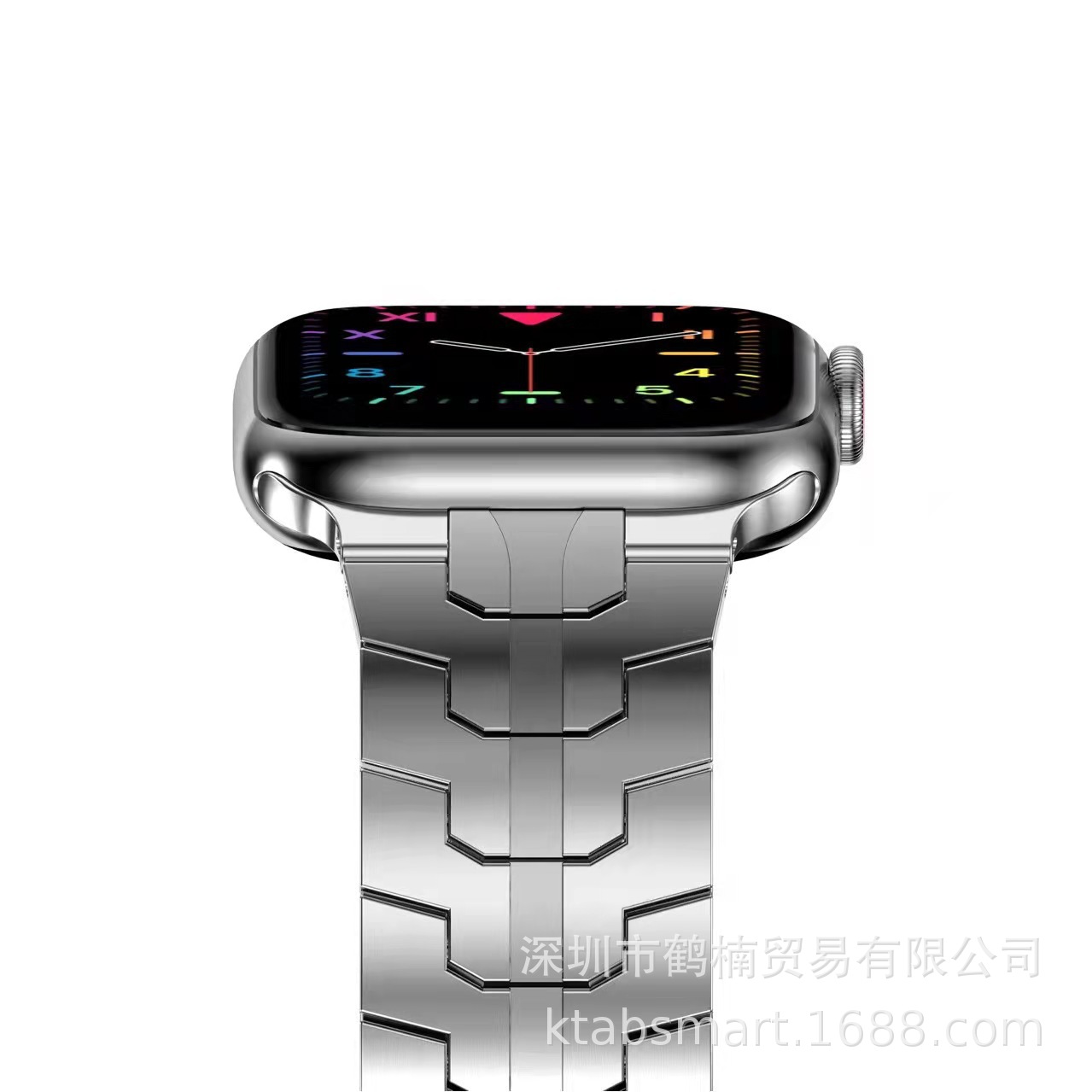 Applicable To The Trend Of Apple Watch Iwatch Strap 1-7 Generation New Siamese Iron Man Stainless Steel Metal Strap