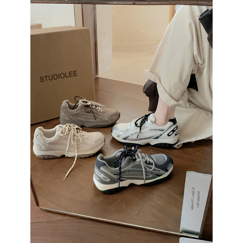Grape-Colored Platform Sneakers with Thick Soles, Trendy Casual Sports Dad Shoes for Women, 2026 Spring New German Training Style