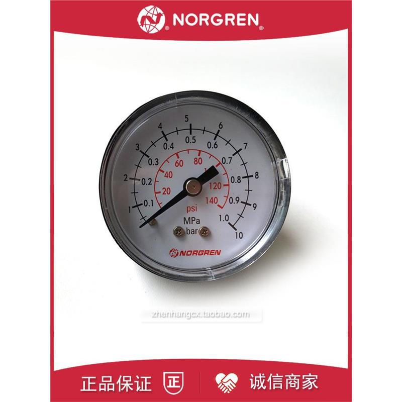 NORGREN压力表0-10bar/1.0MPA/1.1MPA/160PSI/140PSI诺冠40/50mm