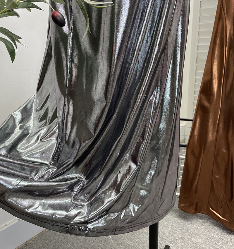 Sexy Liquid Metal Color Sling Dress with Chest Pad Dress