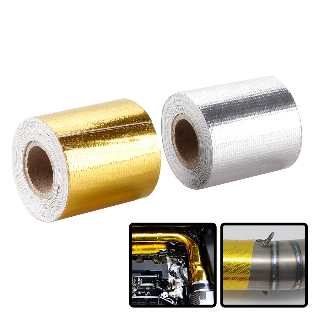 Золотая алюминиевая фольга клейкая лента изолированная фольга бумага термостойкая алюминиевая фольга волокнистая ткань подходит для выхлопной трубы вытяжной машины промышленности