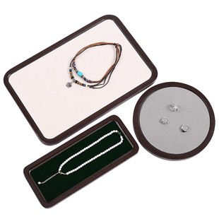 High-grade bamboo wood grain jewelry tray watch ring bracelet necklace display ins style jewelry display plate text play