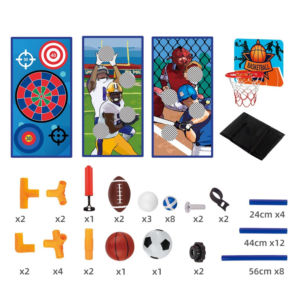 Transfronterizo 5 - en - 1 rack multifuncional de lanzamiento de bolas para niños indoor y al aire libre rack de lanzamiento móvil juego de juguetes