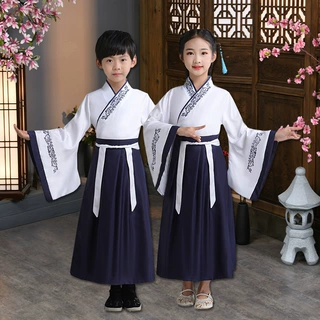 儿童汉服古装国学服男童书童女童三字经弟子规小学生开笔礼演出服