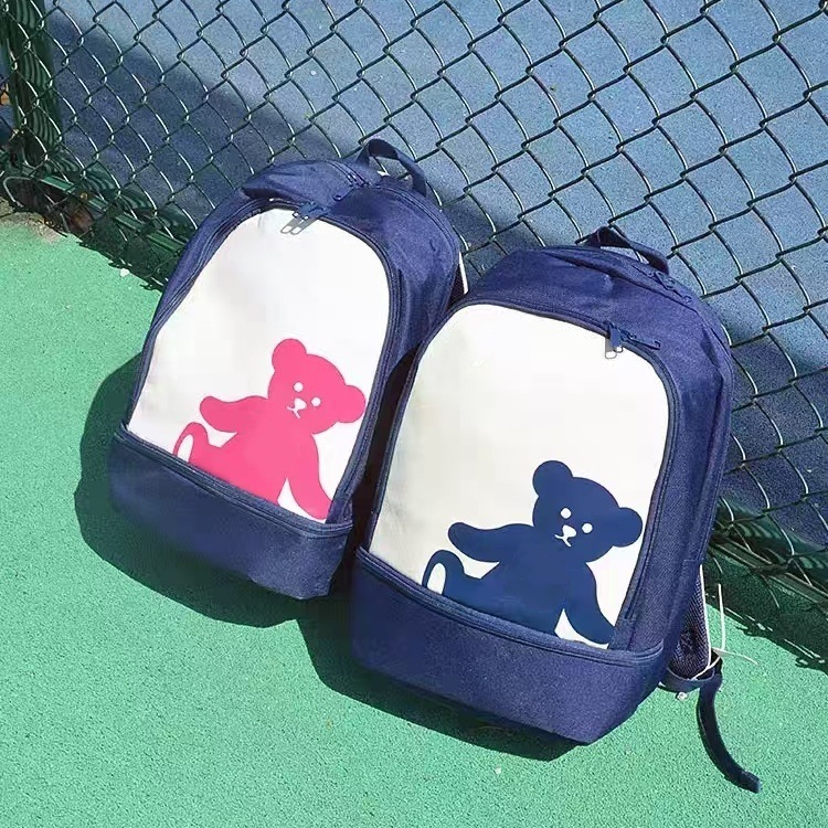 Bear co-branded tennis bag, double-shoulder tennis racket backpack, professional tennis bag, high-capacity stylish backpack