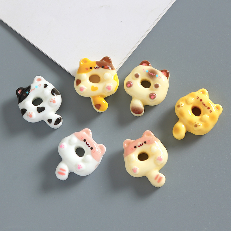 漫画かわいい子猫ドーナツクリーム接着剤 diy 携帯電話ケースヘアピン冷蔵庫マグネット手作り樹脂ジュエリーアクセサリー|undefined