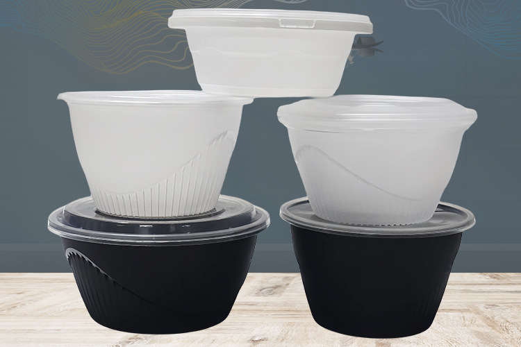 餐饮连锁店打包盒防滑外卖一次性圆碗防烫 可微波炉加热