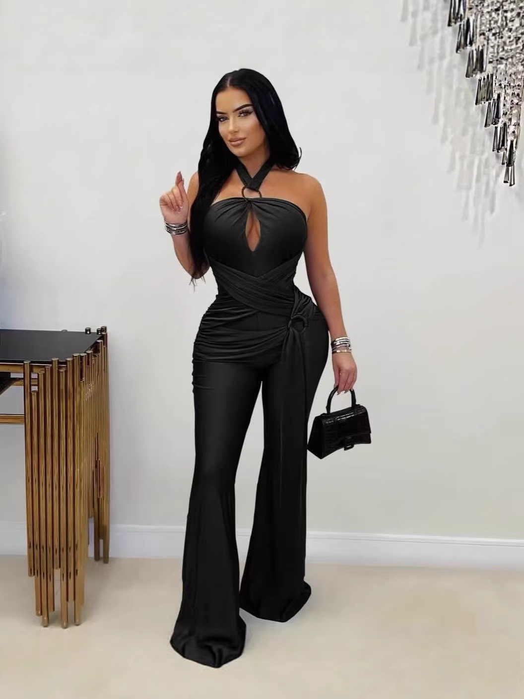 Comercio exterior de moda transfronteriza ropa de mujer de color sólido europeo y americano sexy pantalones de pecho Aliexpress Amazon pantalones explosivos