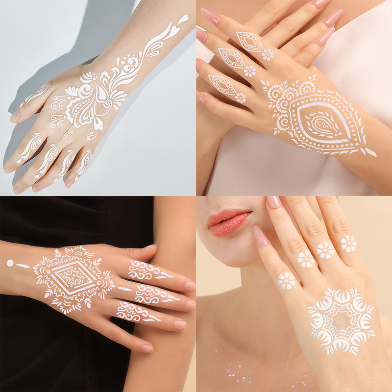 Cross-Border mixed batch of Henna tattoo stickers white onion Glitter New Technology sparkling stickers waterproof temporary tattoo stickers